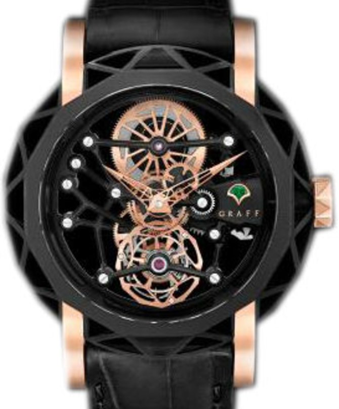 Graff TITANIUM black DLC gold rose MasterGraff Technical Structural Tourbillon Skeleton