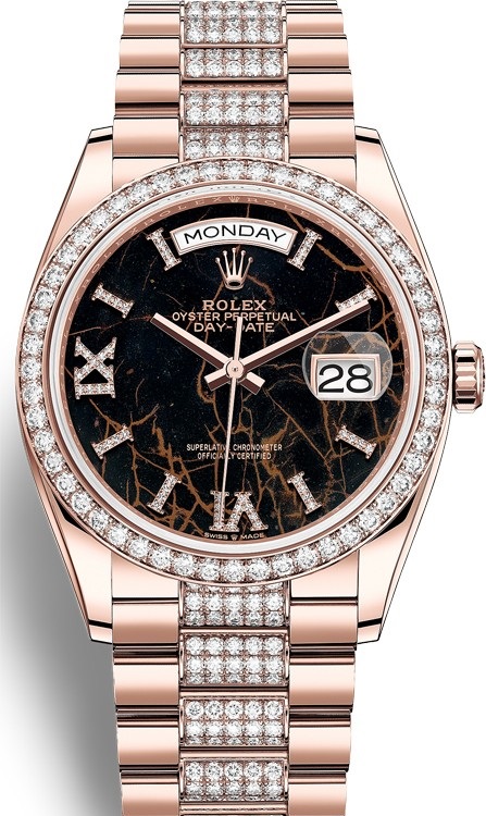 128345rbr-0045 Rolex 36 mm Everose Gold Day-Date