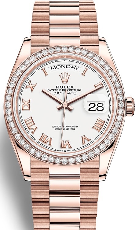 128345rbr-0054 Rolex 36 mm Everose Gold Day-Date