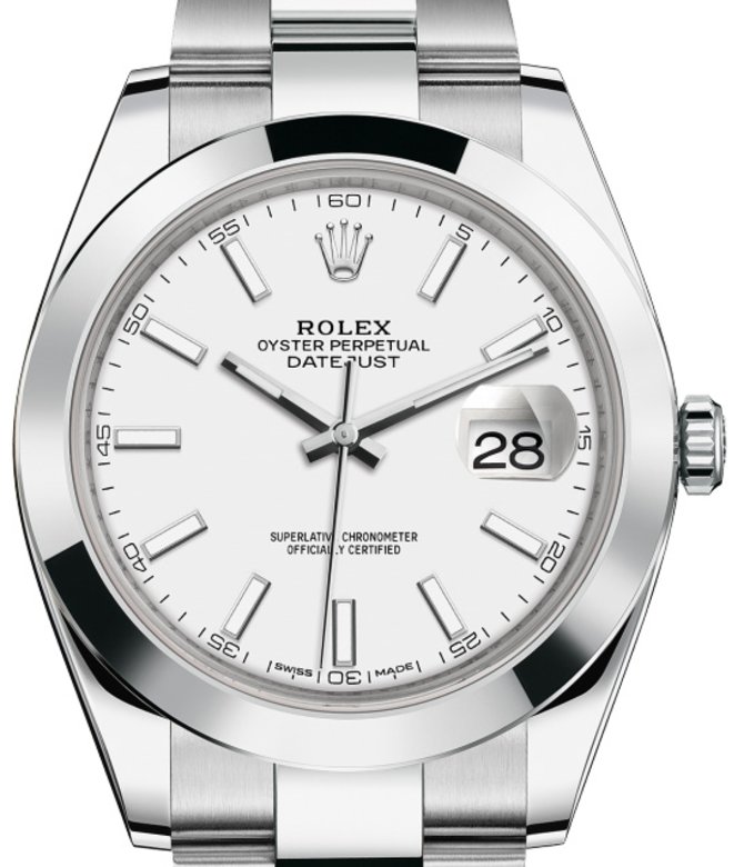 Rolex 126300 White Datejust 41 Steel Smooth Bezel Oyster