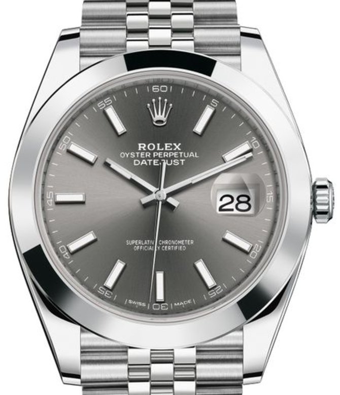 Rolex 126300 Dark rhodium Datejust 41 Steel Smooth Bezel Jubilee