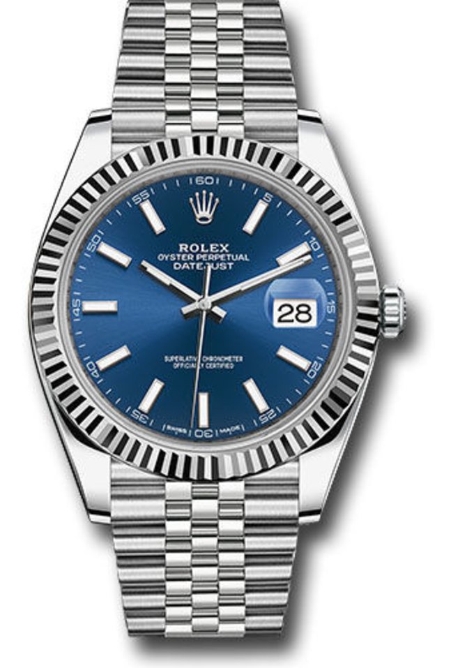 Rolex 126334 Blue index Datejust 41 White Rolesor Jubilee