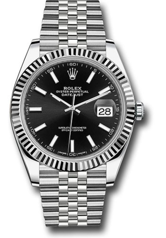 Rolex 126334 Black Index Datejust 41 White Rolesor Jubilee