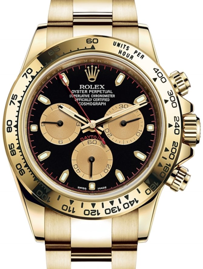 Rolex 116508 Black and champagne Daytona Cosmograph Yellow Gold