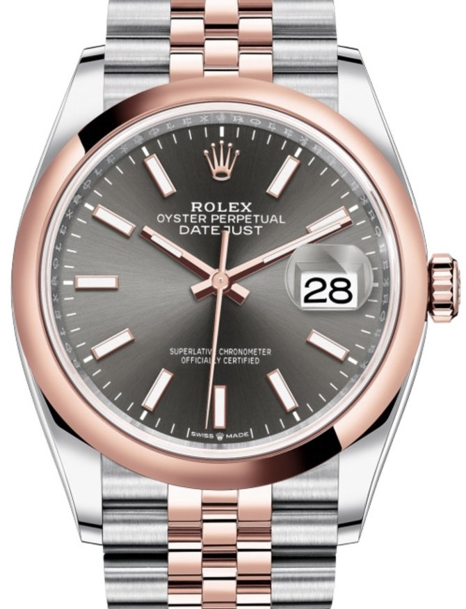 Rolex 126201 Dark rhodium Chromalight Jubilee Datejust 36 Everose Rolesor Domed Bezel Jubilee Bracelet