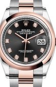 Rolex Часы Rolex Datejust Ladies 126201 Black set with diamonds 36 Everose Rolesor Domed Bezel Oyster Bracelet
