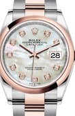 Rolex Часы Rolex Datejust Ladies 126201 White mother-of-pearl set with diamonds 36 Everose Rolesor Domed Bezel Oyster Bracelet
