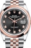 Rolex Часы Rolex Datejust Ladies 126201 Black set with diamonds Jubilee 36 Everose Rolesor Domed Bezel Jubilee Bracelet