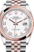 Rolex Часы Rolex Datejust Ladies 126201 White Roman numerals Jubilee 36 Everose Rolesor Domed Bezel Jubilee Bracelet