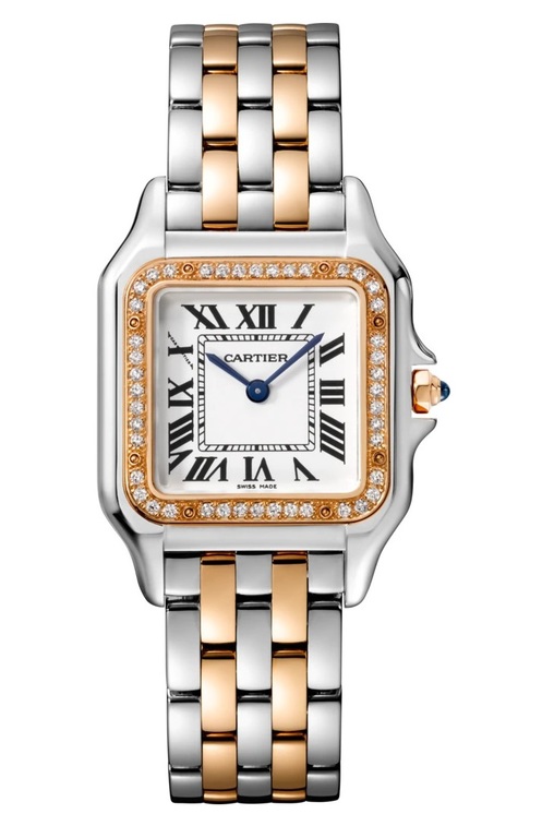 W3PN0007 Cartier Medium Model Pink Gold and Steel Diamonds Panthere Secrete De Cartier