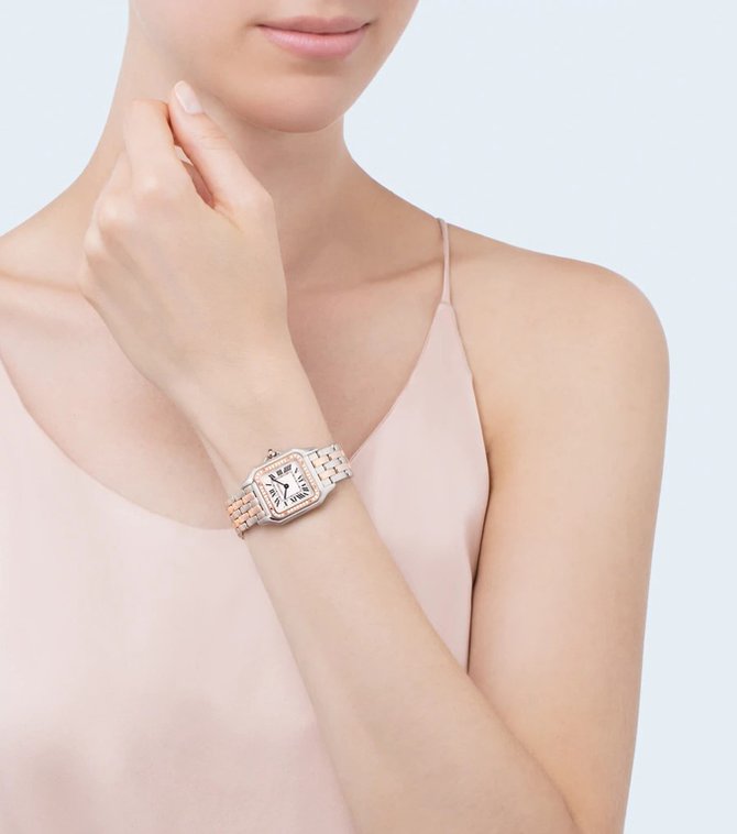 Cartier W3PN0007 Panthere Secrete De Cartier Medium Model Pink Gold and Steel Diamonds - фото 3