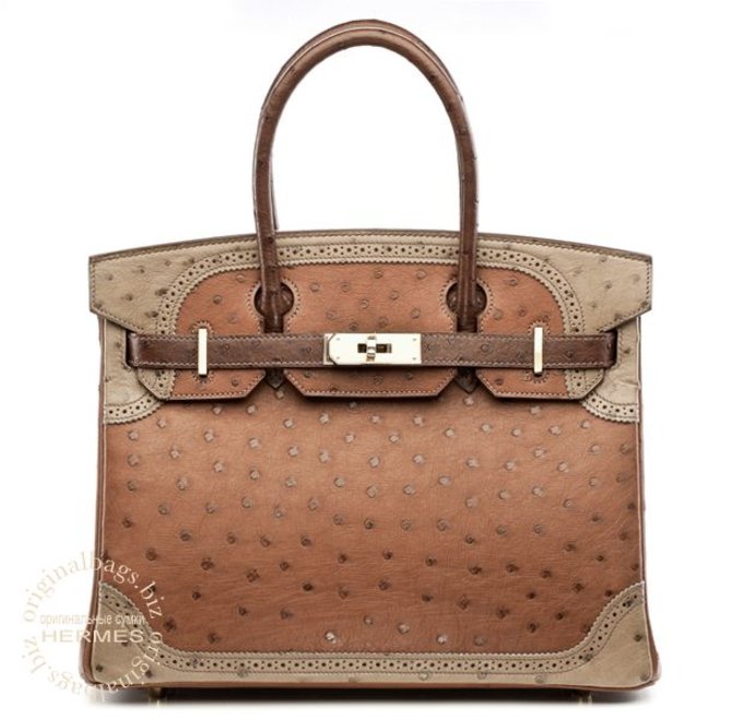 Hermes Marron Fonce Bags Birkin 30 Ghillies Etrusque / Mousse  - фото 1