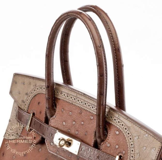 Hermes Marron Fonce Bags Birkin 30 Ghillies Etrusque / Mousse  - фото 6