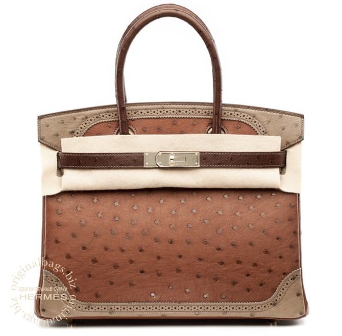 Hermes Marron Fonce Bags Birkin 30 Ghillies Etrusque / Mousse  - фото 2