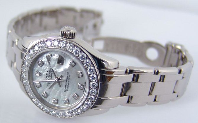 Rolex 80299 White D Datejust Ladies Pearlmaster 29mm WG Masterpiece 32 Diamond Bezel - фото 5