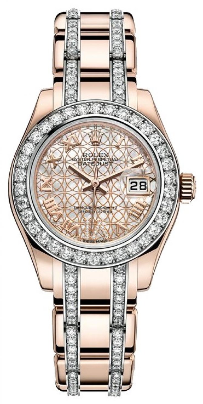 Rolex 80285 White Datejust Ladies Pearlmaster 29mm Everose Gold - фото 1