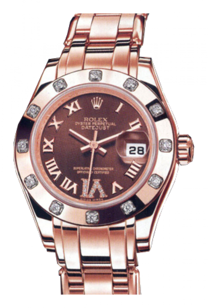 Rolex 80315 Chocolate Datejust Ladies Pearlmaster Everose Gold - фото 3