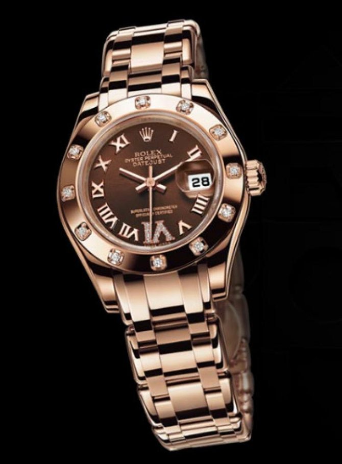 Rolex 80315 Chocolate Datejust Ladies Pearlmaster Everose Gold - фото 6