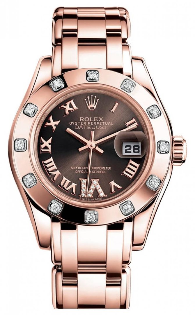 Rolex 80315 Chocolate Datejust Ladies Pearlmaster Everose Gold - фото 1