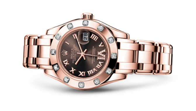 Rolex 80315 Chocolate Datejust Ladies Pearlmaster Everose Gold - фото 2