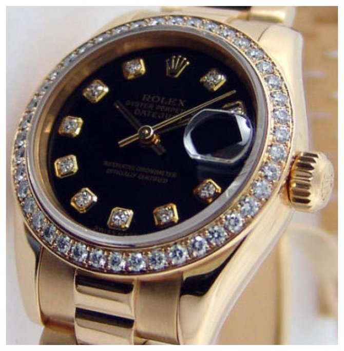 Rolex 179138 Black D Datejust Ladies 26mm Yellow Gold - фото 3