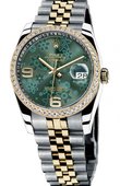 Rolex Часы Rolex Datejust Ladies 116243 Green Floral dial Jublilee Datejust 36mm - Steel and Yellow 