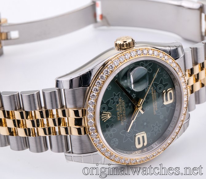 Rolex 116243 Green Floral dial Jublilee Datejust Ladies Datejust 36mm - Steel and Yellow  - фото 6