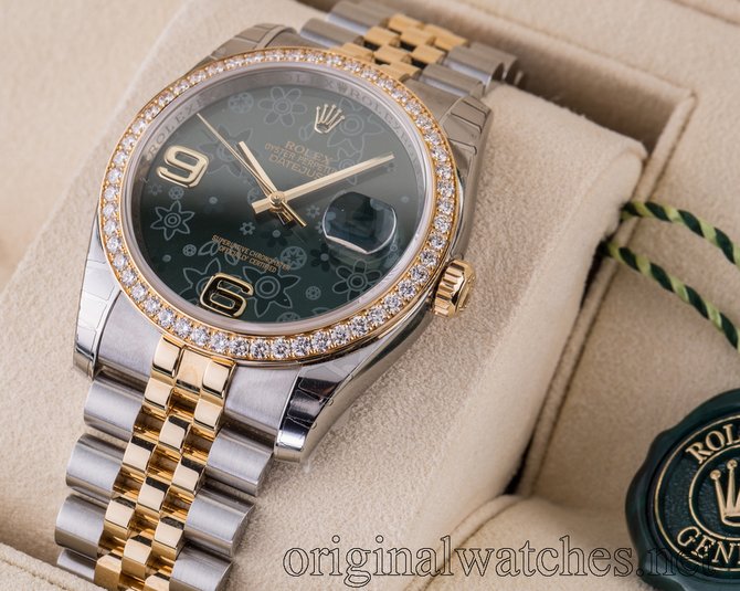 Rolex 116243 Green Floral dial Jublilee Datejust Ladies Datejust 36mm - Steel and Yellow  - фото 12