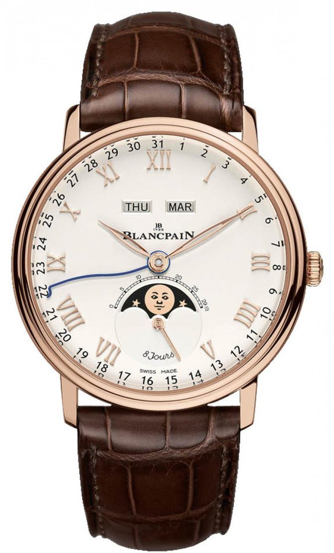 Blancpain 6639-3642-55B Villeret Moon Phase Complete Calendar '8 Jours'
