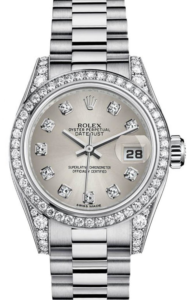 Rolex M179159-0026 Datejust Ladies 26mm White Gold Diamonds