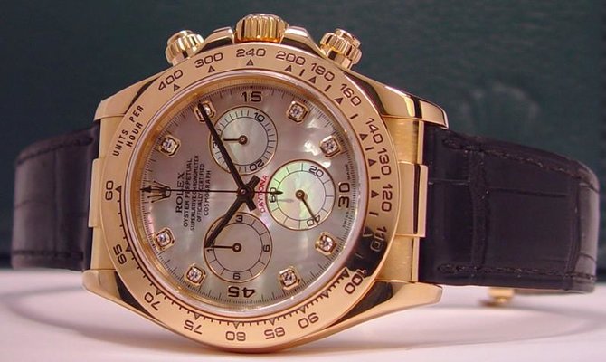 Rolex 116518  white mother of pearl diamond dial Daytona cosmograph  - фото 3