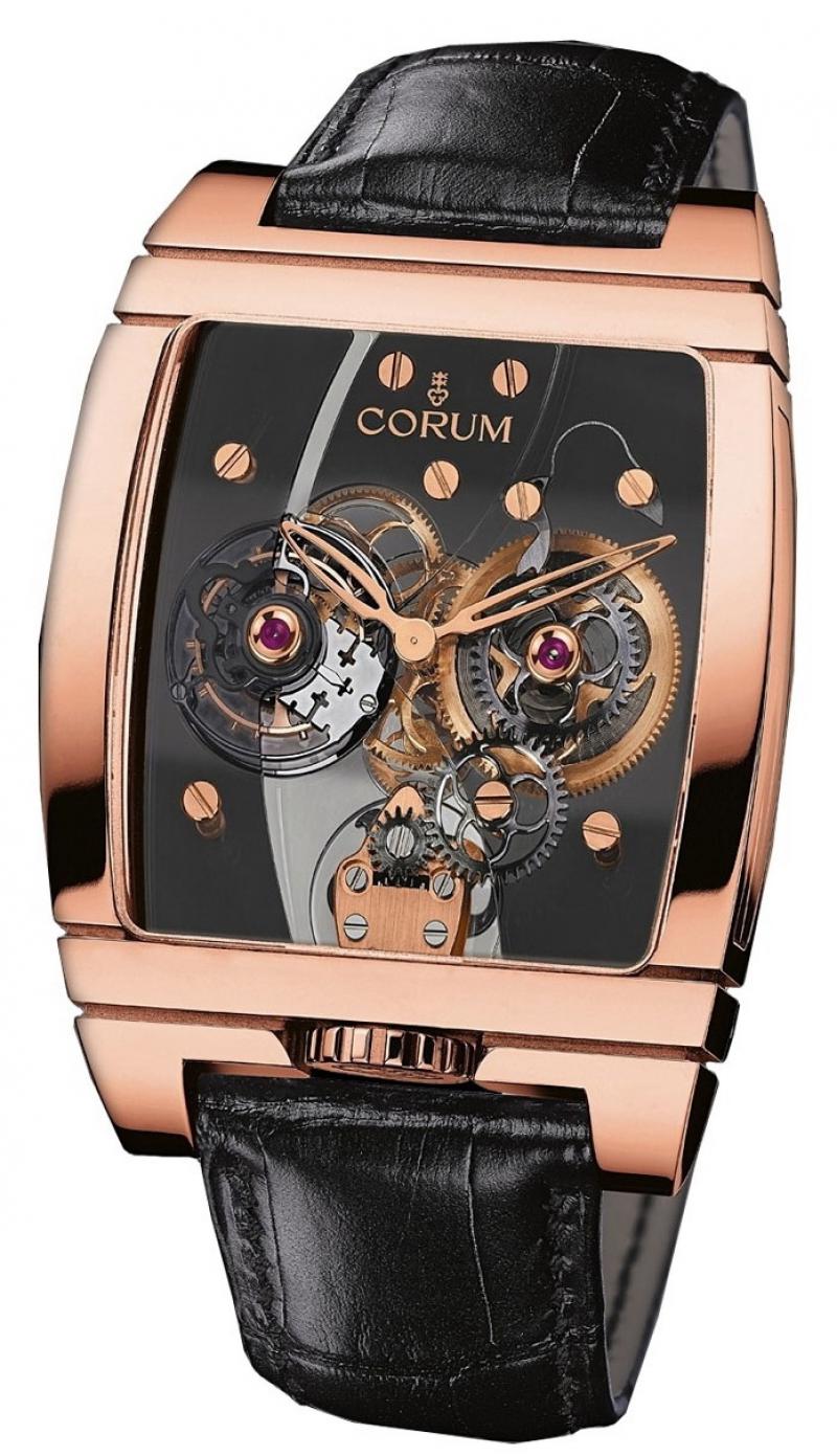 382.870.55/0F01 0000 Corum Golden Tourbillon Panoramique Grey Sapphire Golden Bridges