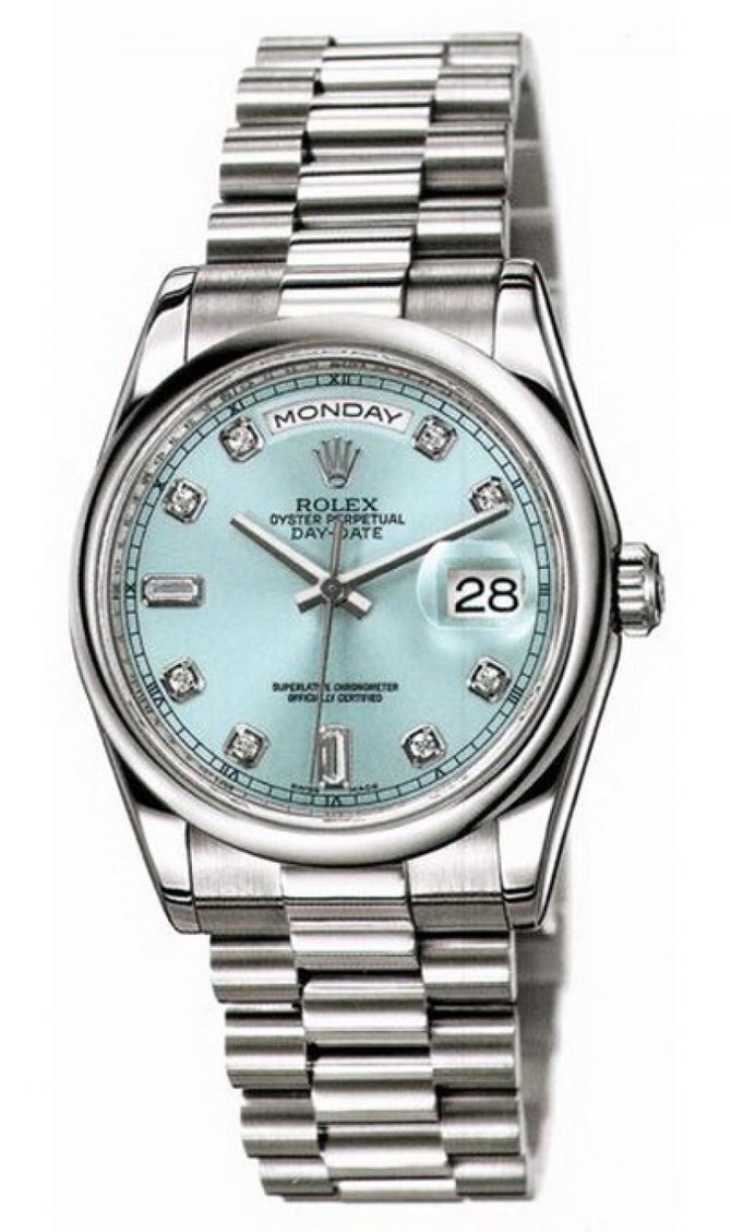 Rolex 118206 blue diamonds Day-Date Platinum - фото 1