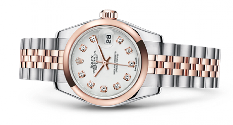 179161 wdj Rolex 26mm Steel and Everose Gold Datejust Ladies