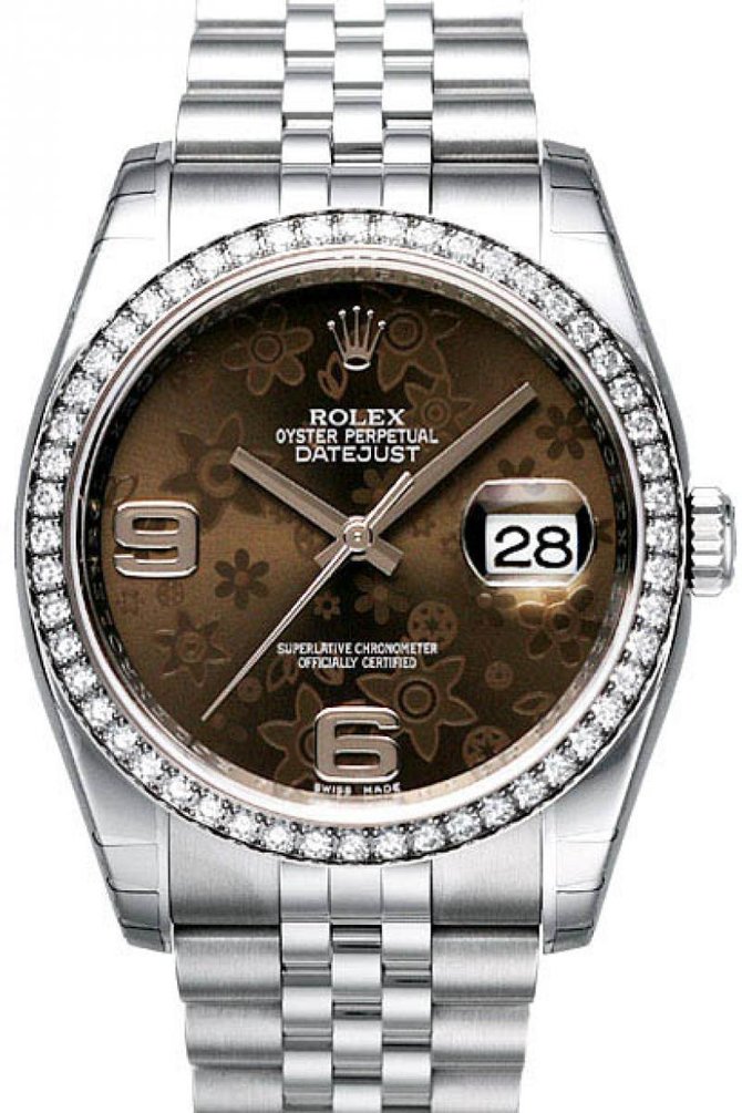 Rolex 116244 Brown Floral Jubilee Datejust Ladies 36mm - фото 1