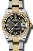 Rolex Datejust 178343 bkcao 31mm Steel and Yellow Gold